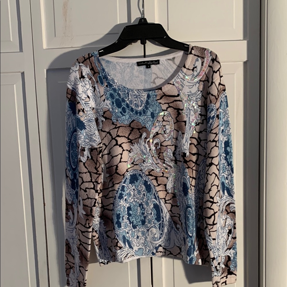 Pierre NY Floral Crew Neck Sweater EUC